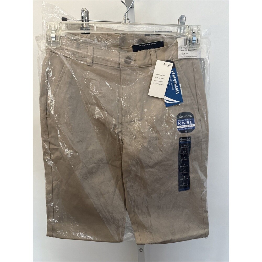 NEW LOT 2 Nautica Boys Uniform 5 Pocket Stretch Twill Pant/Reinforced Knees Sz14